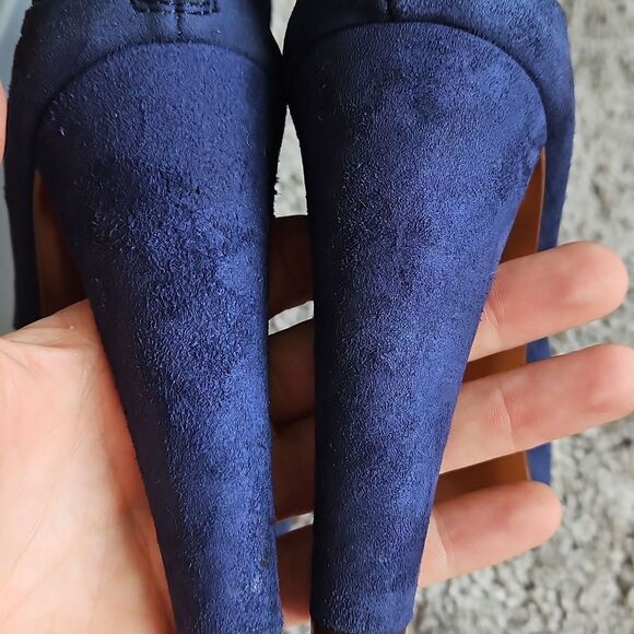 Diane Von Furstenberg Navy Peep-Toe Heels 8.5 - Picture 7 of 9